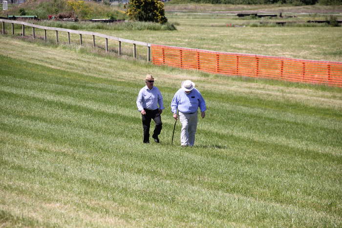 Turf club officials checking the going on the racetrack